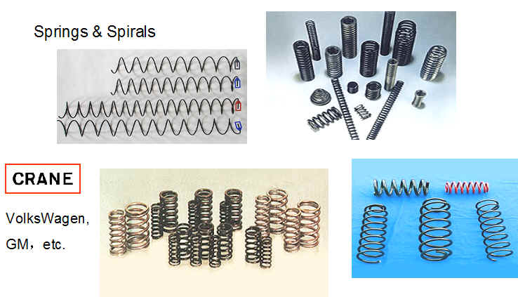 Spirals & Springs Supplied to Crane Co.,VolksWagen, and General Motor.